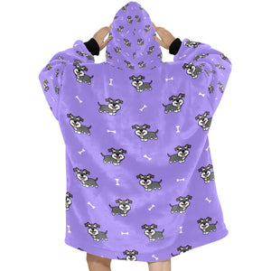 image of a purple schnauzer blanket hoodie for women - back view