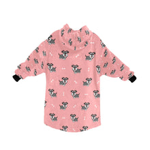 Load image into Gallery viewer, image of a light pink schnauzer blanket hoodie for women - back view