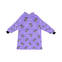Load image into Gallery viewer, image of a purple schnauzer blanket hoodie for women