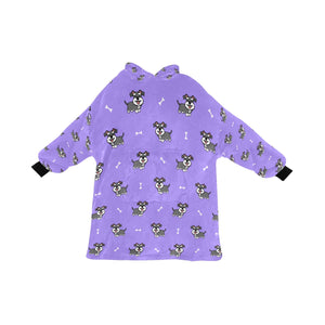image of a purple schnauzer blanket hoodie for women