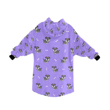 Load image into Gallery viewer, image of a purple schnauzer blanket hoodie for women - back view