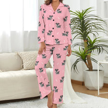 Load image into Gallery viewer, image of pink pajamas set for women - schnauzer pajamas set for women