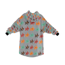 Load image into Gallery viewer, image of a grey colored Scottish terrier blanket hoodie for kids  -  back view