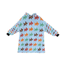 Load image into Gallery viewer, image of a light blue colored Scottish terrier blanket hoodie for kids 