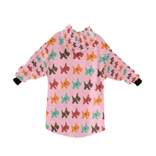 Load image into Gallery viewer, image of a light pink colored Scottish terrier blanket hoodie for kids  - back view