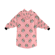 Load image into Gallery viewer, image of a light pink  colored shih tzu blanket hoodie for kids  - back view
