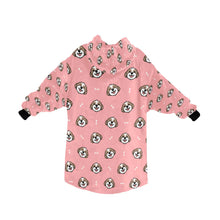 Load image into Gallery viewer, image of a light pink blanket hoodie for women with bichon frise design - bichon frise blanket hoodie for women - back view
