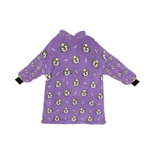 Load image into Gallery viewer, image of a purple blanket hoodie for women with bichon frise design - bichon frise blanket hoodie for women