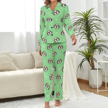 Load image into Gallery viewer, image of shih tzu pajamas set for women - green