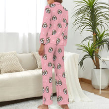 Load image into Gallery viewer, image of a woman wearing a pink pajamas set for women - shih tzu pajamas set for women - back view