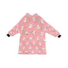 Load image into Gallery viewer, image of light pink west highland terrier blanket hoodie for women - back view