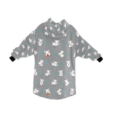Load image into Gallery viewer, image of grey west highland terrier blanket hoodie for women