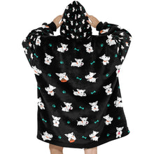 Load image into Gallery viewer, image of black west highland terrier blanket hoodie for women - back view