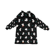 Load image into Gallery viewer, image of a black colored west highland terrier blanket hoodie for kids 