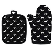image of dachshund glove and pot holder set with infinite dachshund love design