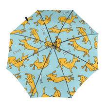 Load image into Gallery viewer, It’s Raining Dachshunds Automatic Umbrellas-Accessories-Accessories, Dachshund, Dogs, Umbrella-Blue Green - Inside Print-3