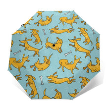 Load image into Gallery viewer, It’s Raining Dachshunds Automatic Umbrellas-Accessories-Accessories, Dachshund, Dogs, Umbrella-Blue Green - Outer Print-4