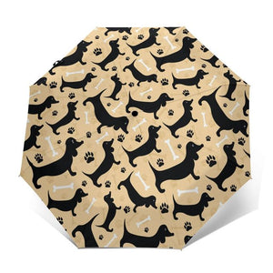 It’s Raining Dachshunds Automatic Umbrellas-Accessories-Accessories, Dachshund, Dogs, Umbrella-Tan - Outer Print-7