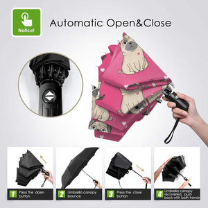 It's Raining Pugs Automatic Umbrellas-Accessories-Accessories, Dogs, Pug, Umbrella-13
