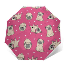 Load image into Gallery viewer, It&#39;s Raining Pugs Automatic Umbrellas-Accessories-Accessories, Dogs, Pug, Umbrella-Pink - Outer Print-4