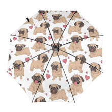 Load image into Gallery viewer, It&#39;s Raining Pugs Automatic Umbrellas-Accessories-Accessories, Dogs, Pug, Umbrella-White - Inside Print-6