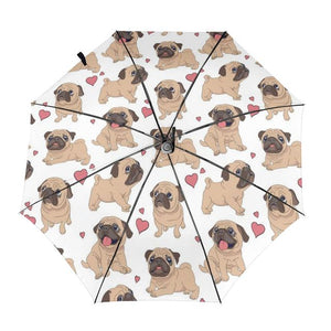 It's Raining Pugs Automatic Umbrellas-Accessories-Accessories, Dogs, Pug, Umbrella-White - Inside Print-6