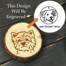 Load image into Gallery viewer, Image of a wood-engraved Jack Russell Terrier coaster design