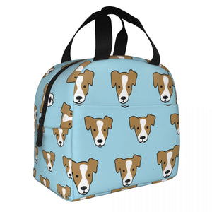 Image of an insulated Jack Russell Terrier bag with exterior pocket in infinite Jack Russell Terrier design