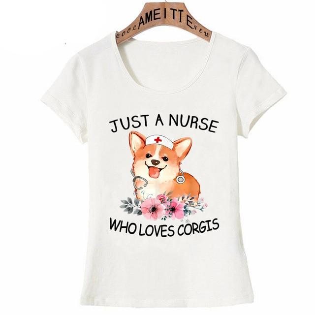 Just a Nurse Who Loves Corgis Womens T ShirtApparelOption 1XXXL