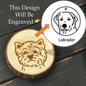Image of a wood-engraved Labrador coaster design