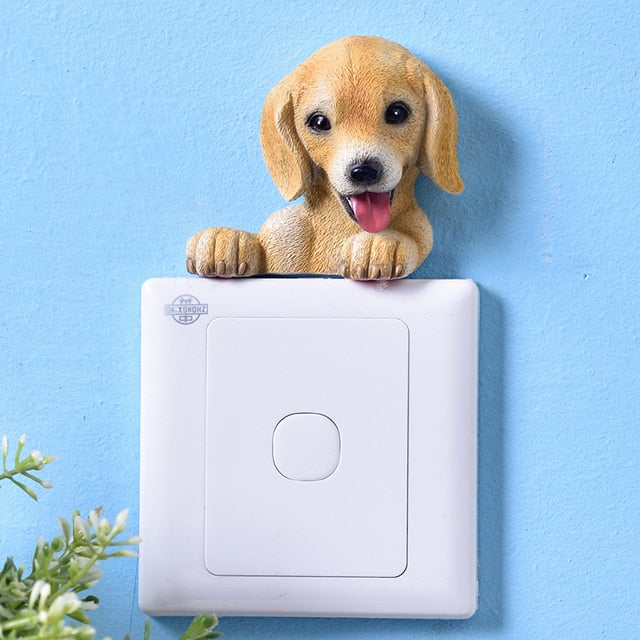 Image of a yellow Labrador wall sticker on a blue wall