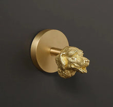 Load image into Gallery viewer, Image of a Labrador or Golden Retriever Drawer Pulls or Cabinet Handle Knobs with brass base
