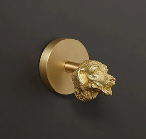 Image of a Labrador or Golden Retriever Drawer Pulls or Cabinet Handle Knobs with brass base