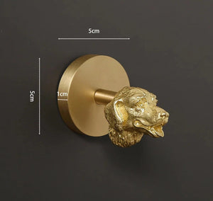 Image of a Labrador or Golden Retriever Drawer Pulls or Cabinet Handle Knob - with brass base sizing