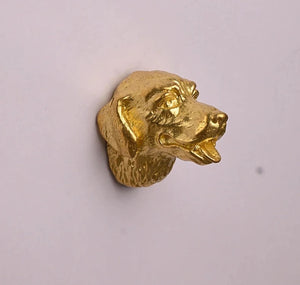 Image of a Golden Retriever or Labrador Drawer Pull or Cabinet Handle Knob - in Gold Color