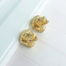 Load image into Gallery viewer, Image of two Labrador or Golden Retriever Drawer Pulls or Cabinet Handle Knobs in Gold