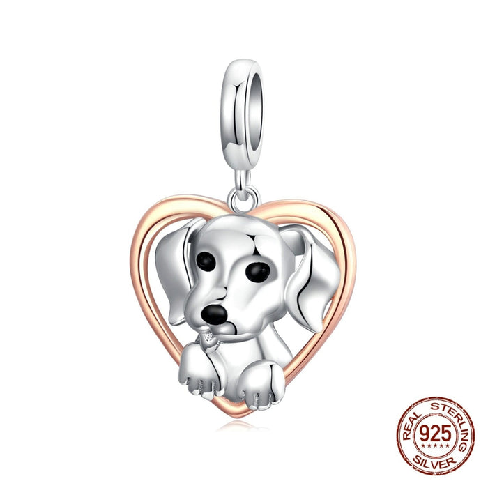 Labrador Love Rose-Gold Plated Silver Pendant-Dog Themed Jewellery-Black Labrador, Chocolate Labrador, Dogs, Jewellery, Labrador, Pendant-1