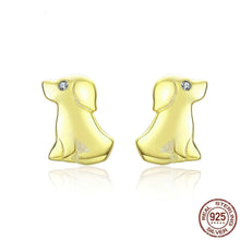 Load image into Gallery viewer, Labrador Love Silver EarringsDog Themed JewelleryYellow