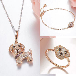 Labrador Love Stone-Studded Silver Jewelry Set-Dog Themed Jewellery-Dogs, Jewellery, Labrador, Ring-17