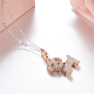 Labrador Love Stone-Studded Silver Necklace-Dog Themed Jewellery-Dogs, Jewellery, Labrador, Necklace-2