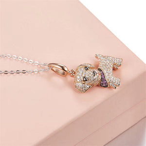 Labrador Love Stone-Studded Silver Necklace-Dog Themed Jewellery-Dogs, Jewellery, Labrador, Necklace-3
