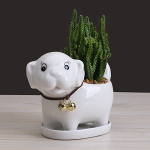 Labrador Love Succulent Plants Ceramic Flower Pot-Home Decor-Dogs, Flower Pot, Home Decor, Labrador-White-3