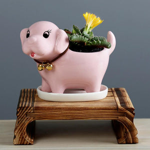 Labrador Love Succulent Plants Ceramic Flower Pot-Home Decor-Dogs, Flower Pot, Home Decor, Labrador-Pink-1