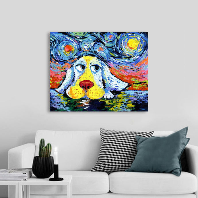 Labrador Under the Night Sky Canvas Print Poster-Home Decor-Dogs, Home Decor, Labrador, Poster-1