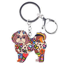 Load image into Gallery viewer, Lhasa Apso Love Enamel Keychains-Accessories-Accessories, Dogs, Keychain, Lhasa Apso-Brown-3