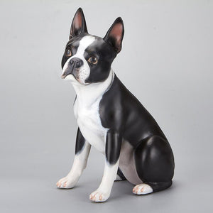 Lifelike Boston Terrier Resin FigurineHome Decor