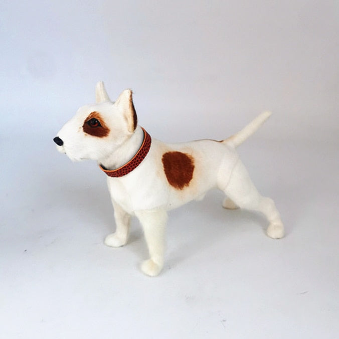 Lifelike Bull Terrier Stuffed Animal Plush Toy-Soft Toy-Bull Terrier, Dogs, Home Decor, Soft Toy, Stuffed Animal-White and Brown-3
