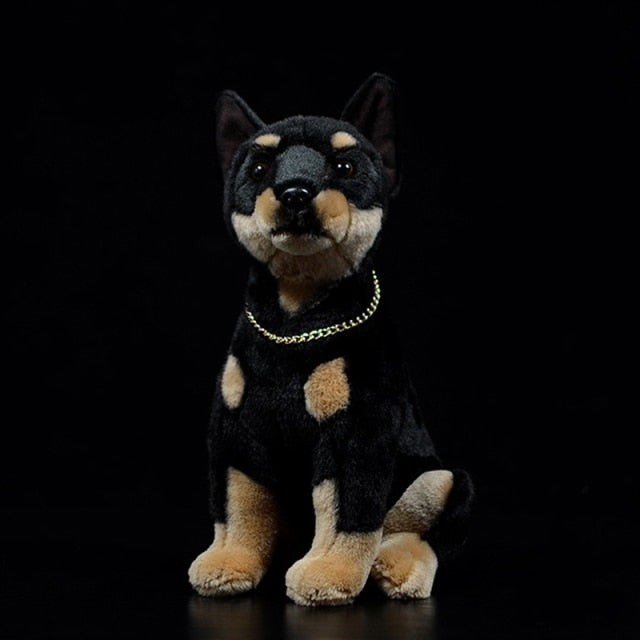 Lifelike Sitting Black Doberman Soft Plush Toy-Home Decor-Doberman, Dogs, Home Decor, Soft Toy, Stuffed Animal-1