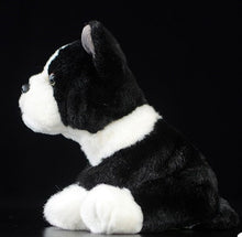 Load image into Gallery viewer, image of a boston terrier stuffed animal plush toy - sideview