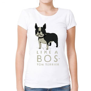 Like a Boss-ton Boston Terrier Womens T Shirt-Apparel-Apparel, Boston Terrier, Dogs, Shirt, T Shirt, Z1-2